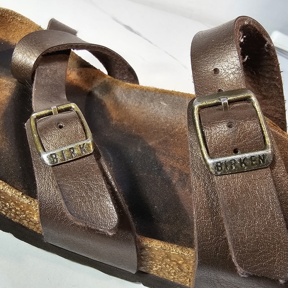 Birkenstock Womens Mayari Brown Leather Toe Loop Slide Casual Sandal EU 38 US 7 - Picture 7 of 14